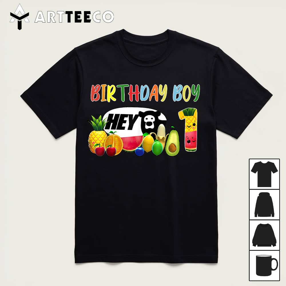 1st Birthday Boy 1 Year Old Funny Fruit Birthday Hey Bear T Shirt1