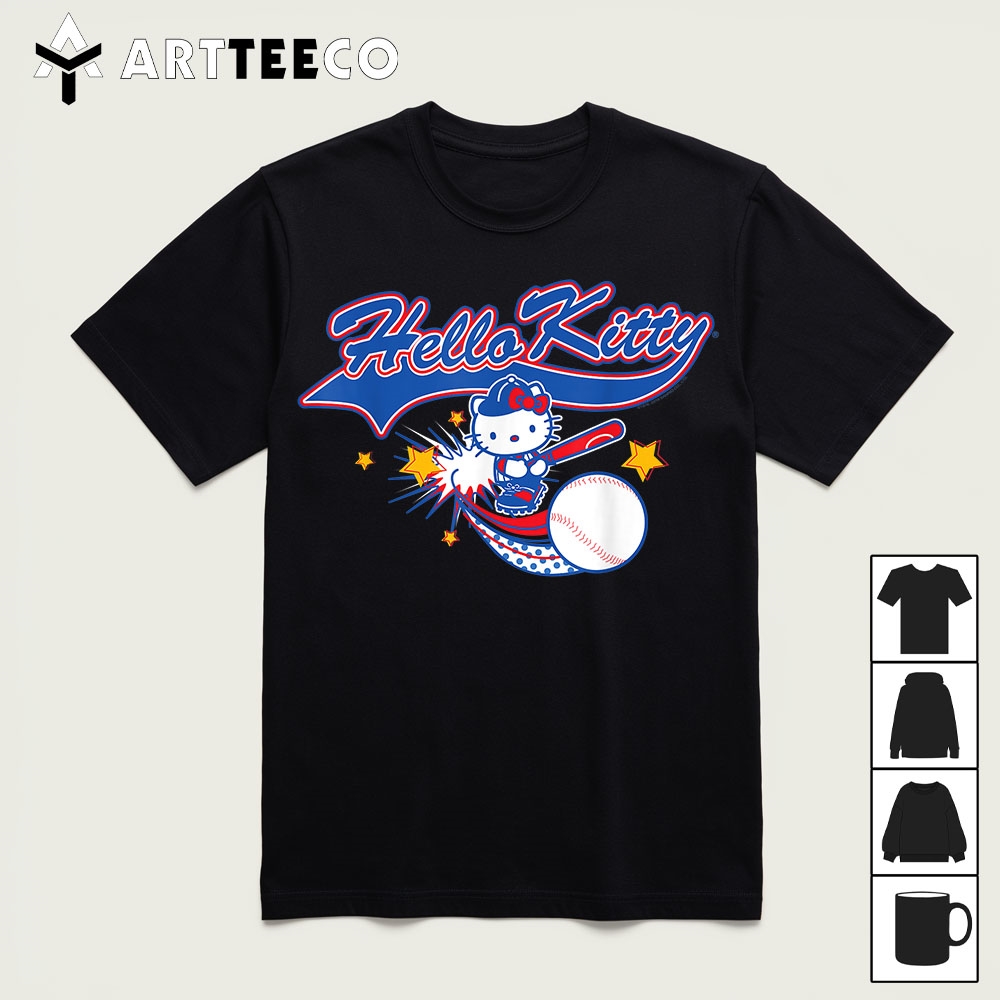 Hello Kitty Home Run Baseball Softball Tee Shirt1