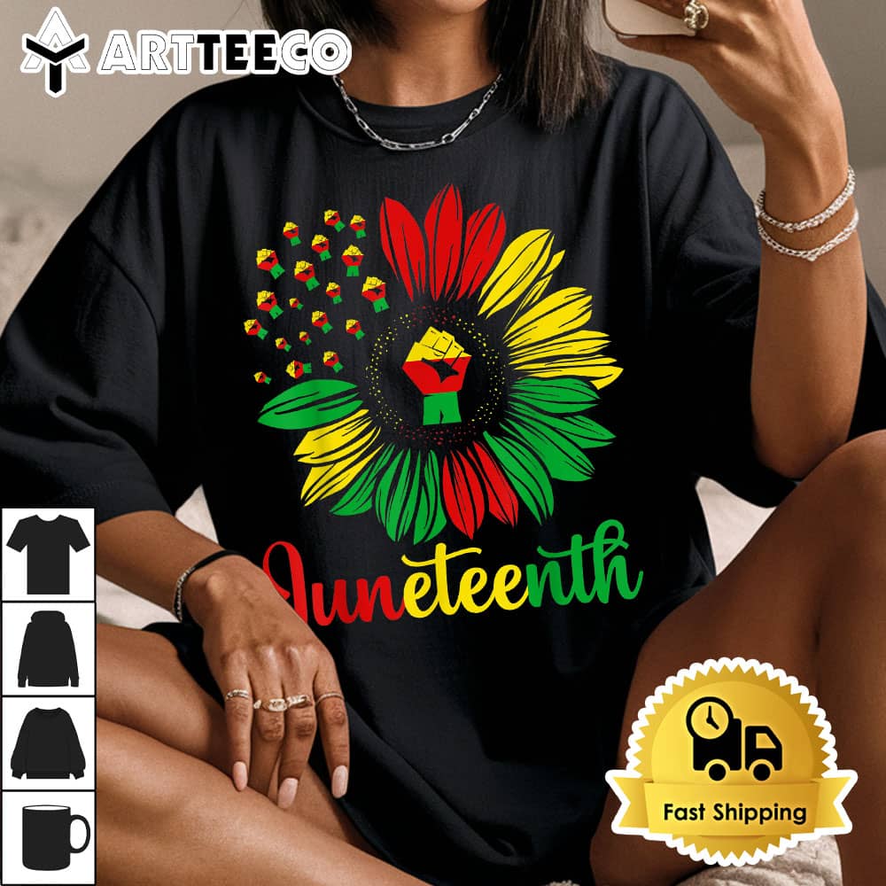 Juneteenth Accentors Sunflower African American Black Pride T Shirt1