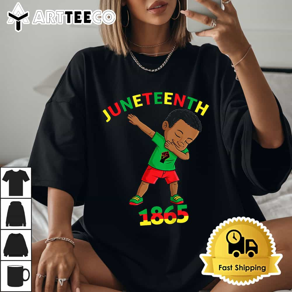 Kids Dabbing Black King Juneteenth Melanin Brown Skin Boys Dab T Shirt1