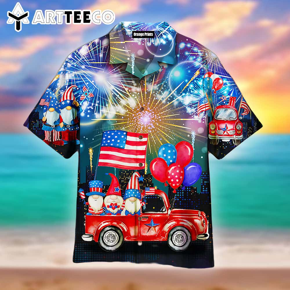 4th Of July Independence Day Cheerful Gnomes Hawaiian Shirt