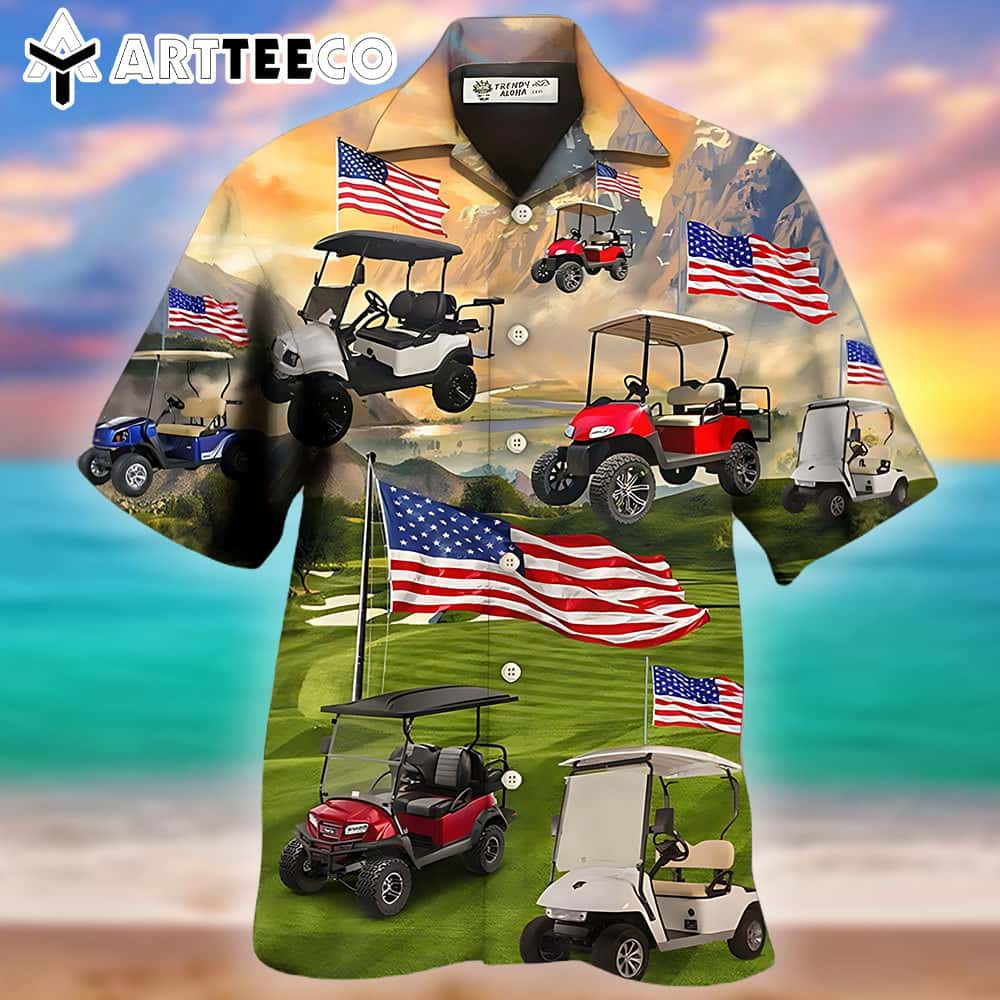 Golf Car US Flag Independence Day Club Cars Hawaiian Shirt