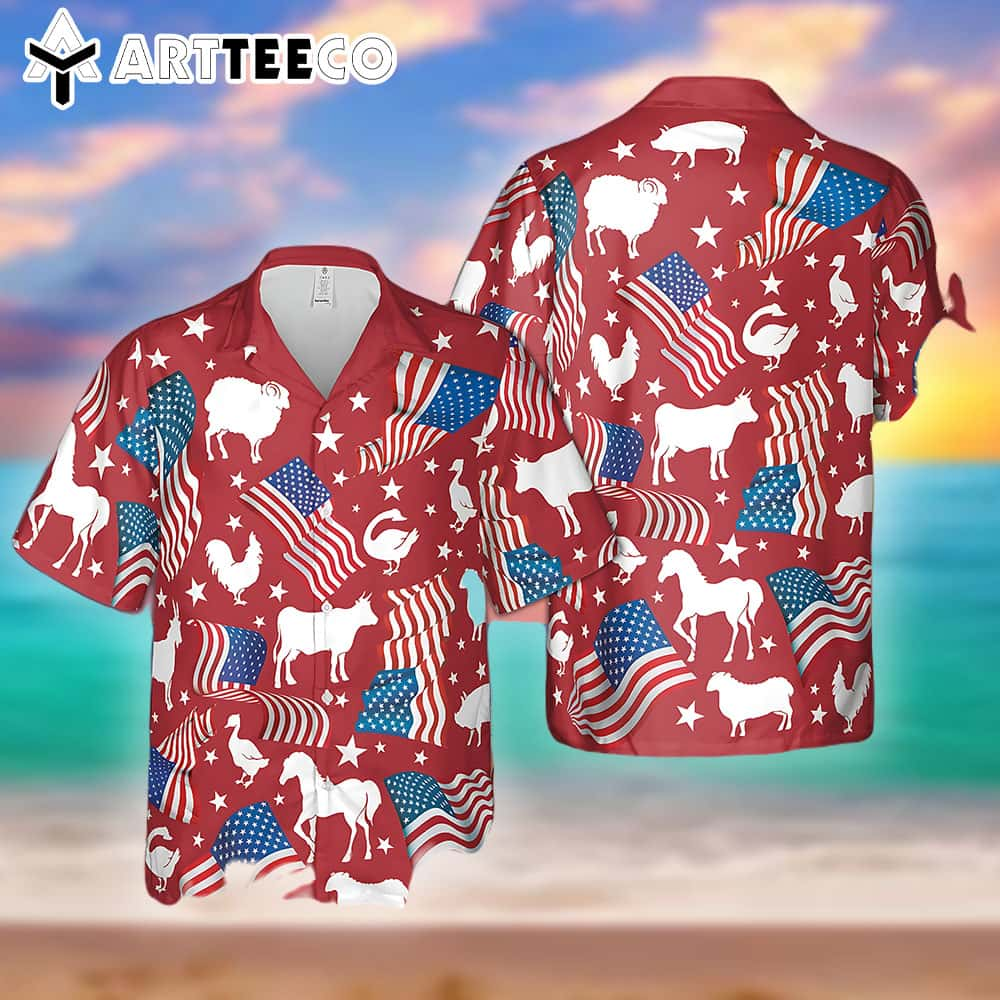 Happy Independence Day Hawaiian Shirt For Farm Lovers