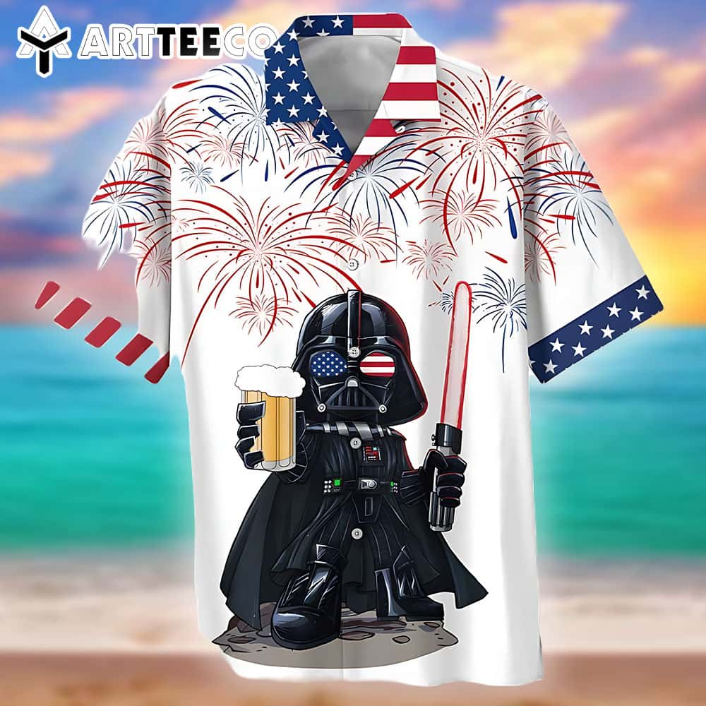 Independence Day Sw Darth Vader With Beer Hawaiian Shirt