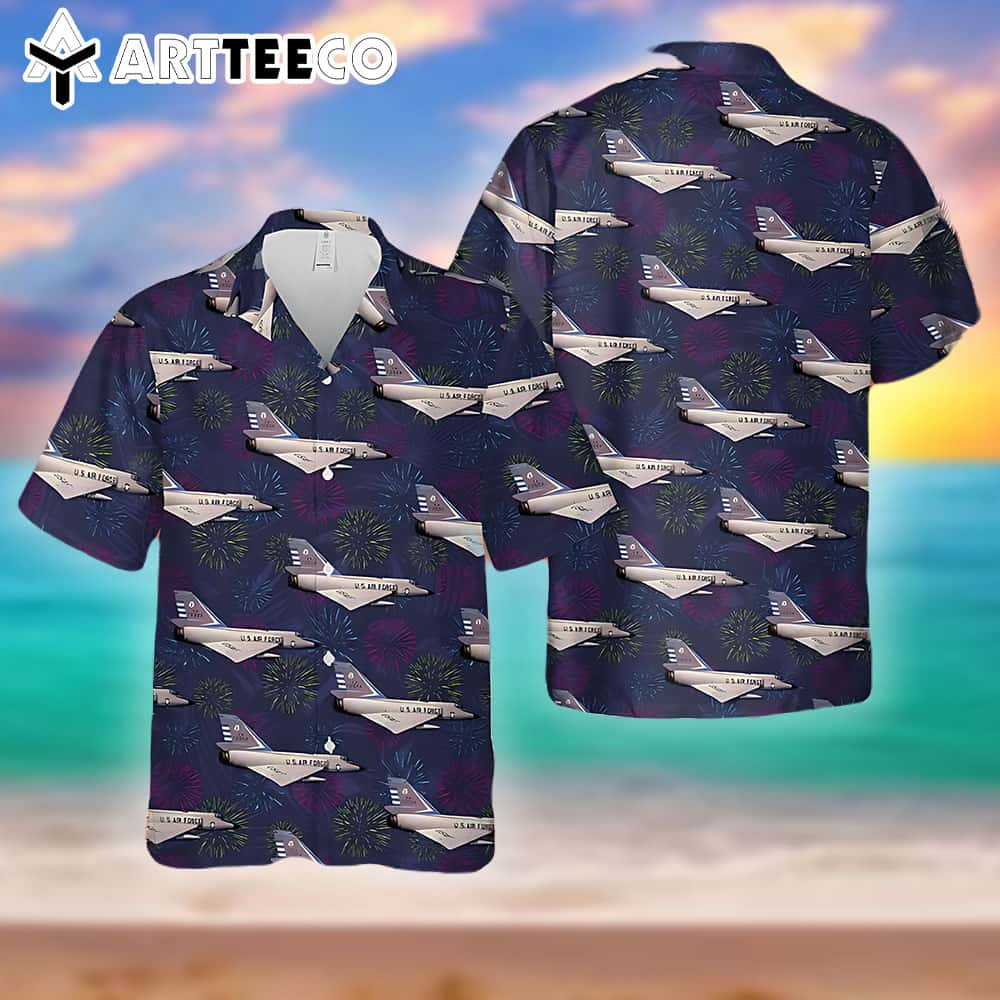 Patriotic Trendy Hawaiian Shirt For Men Us Air Force Convair F 106 Delta Dart 4th Of July Apparel