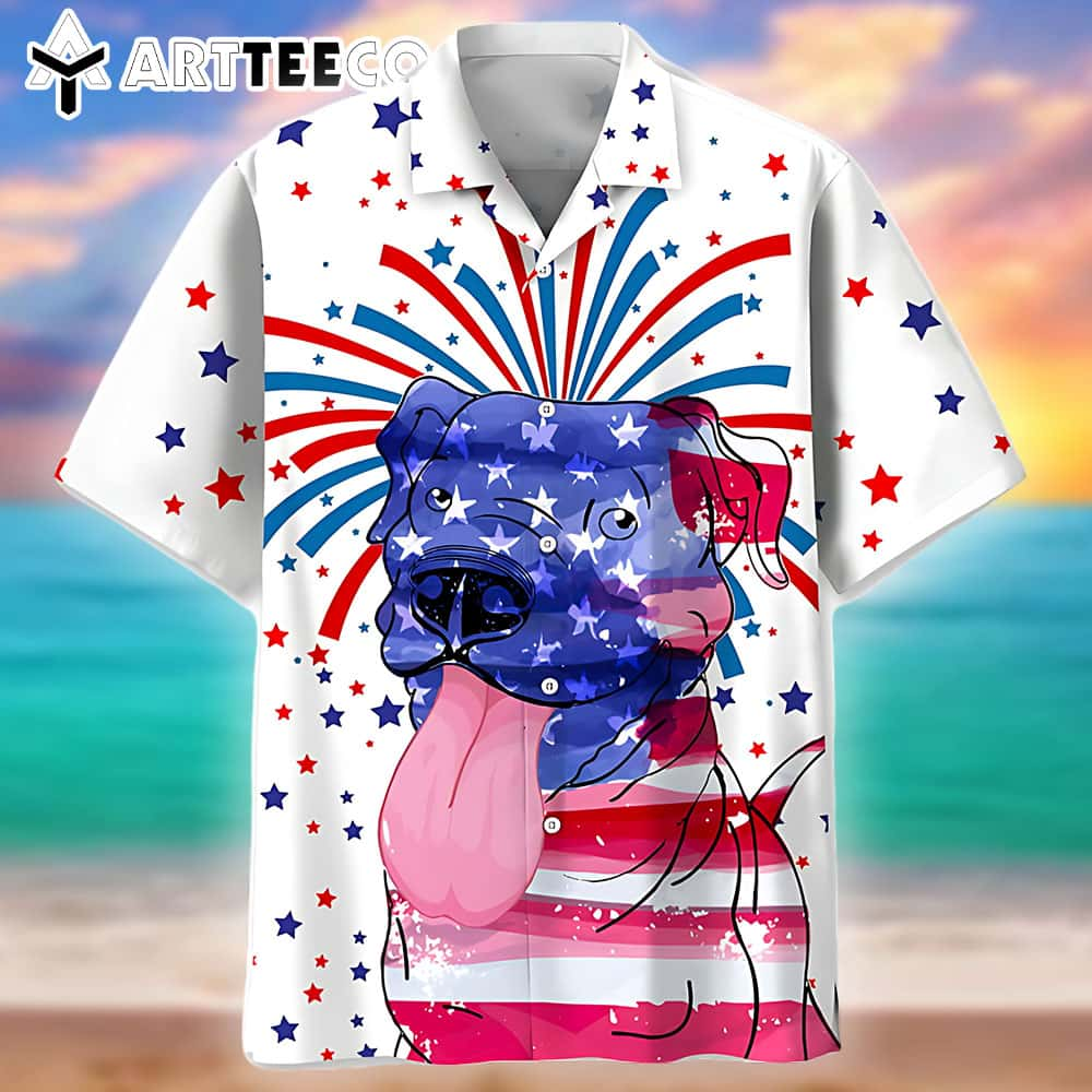 Pit Bull Independence Day Trendy Hawaiian Shirt