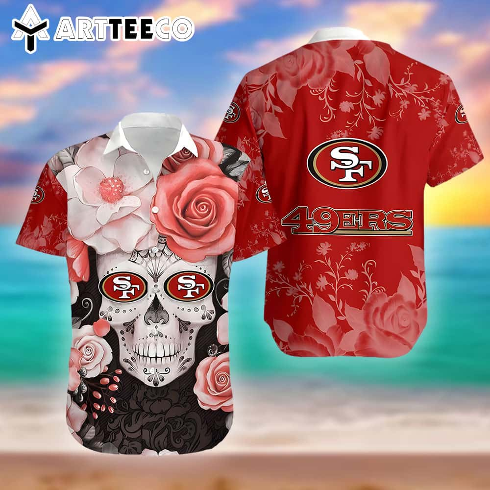 San Francisco 49ers Skull Nfl Gift For Fan Hawaiian Graphic Print Short