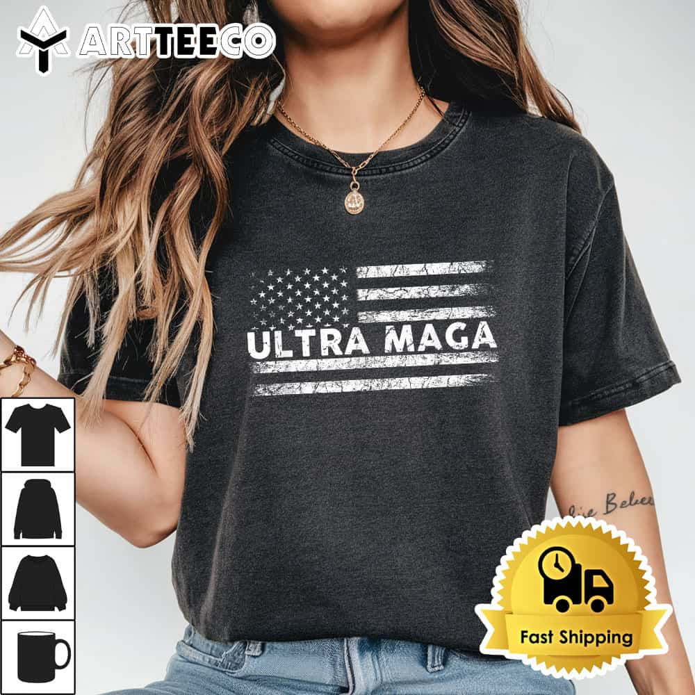 Ultra Maga Proud Ultra Maga Anti Biden US Flag Pro Trump T Shirt1