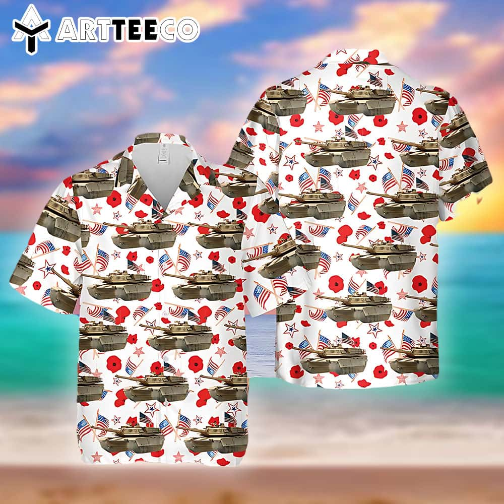 Us Army M1 Abrams Tank 4th Of July Trendy Hawaiian Shirt Patriotic Trendy Hawaiian Shirt For Men