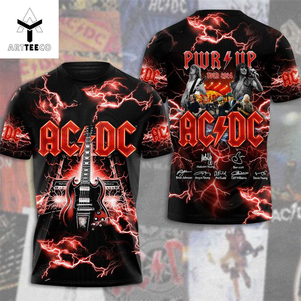 Ac Dc Pwr Up Tour 2024 Signature 3d T shirt