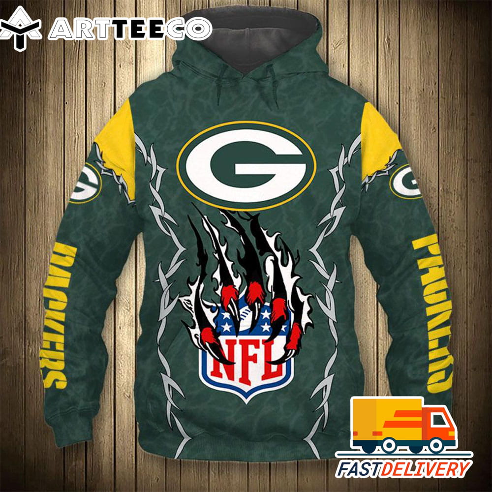 Green Bay Packers Style Monster Claws 3D Shirt Unique gifts For Fans All Over Print