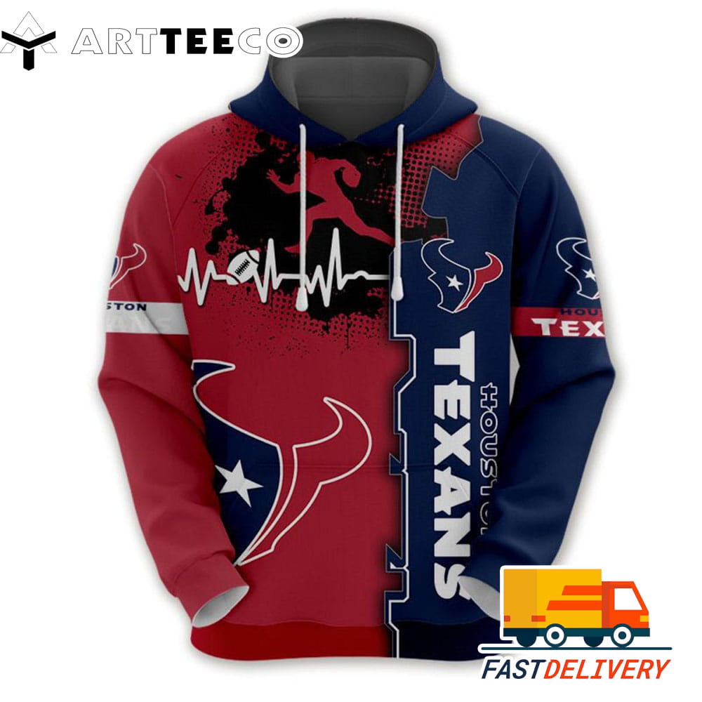 Houston Texans Heartbeat Graphic 3D Shirt Unique gifts For Fans All Over Print