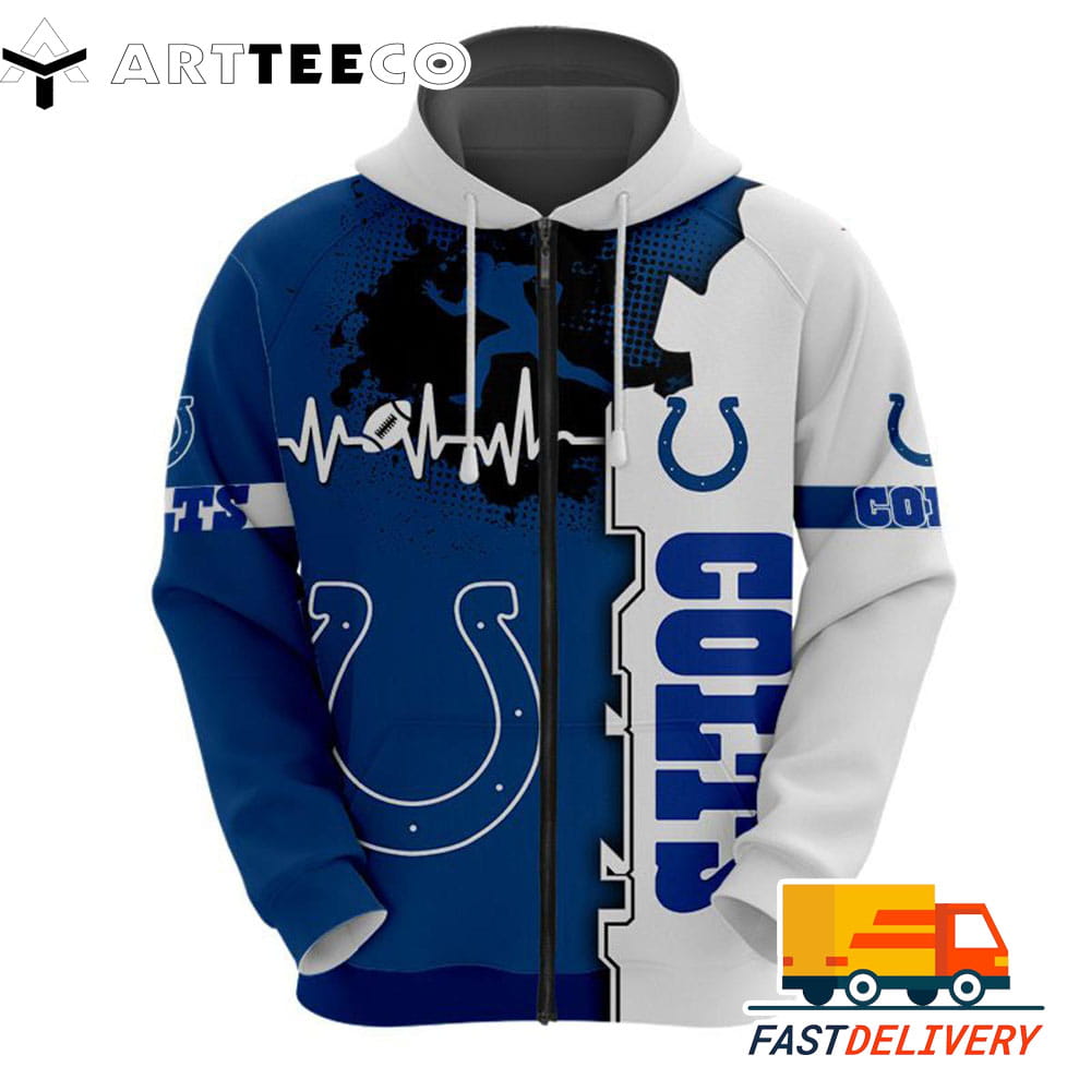 Indianapolis Colts Heartbeat Graphic 3D Shirt Unique gifts For Fans All Over Print