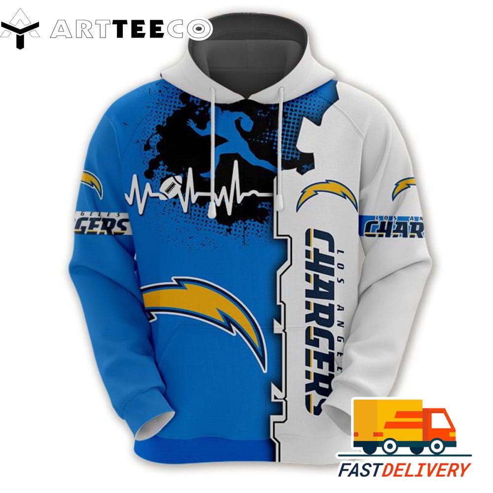 Los Angeles Chargers Heartbeat Graphic 3D Shirt Unique gifts For Fans All Over Print