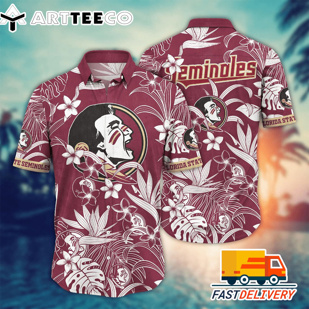 NCAA Florida State Seminoles Hawaiian Shirt Tropical Flower Gift For Fans Football Lover