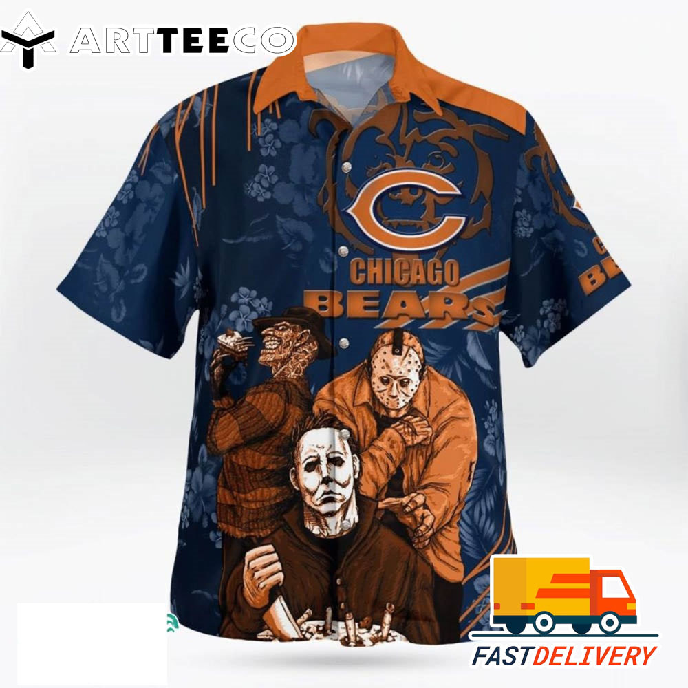 NFL Chicago Bears Hawaiian Shirt Style Halloween Horror Gift For Fans Football Lover