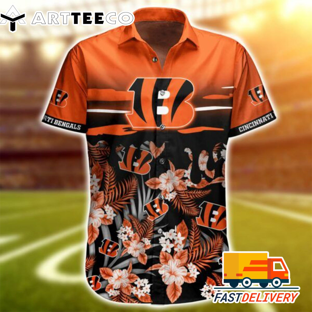 NFL Cincinnati Bengals Hawaiian Shirt Style Tropical Flower Gift For Fans Football Lover