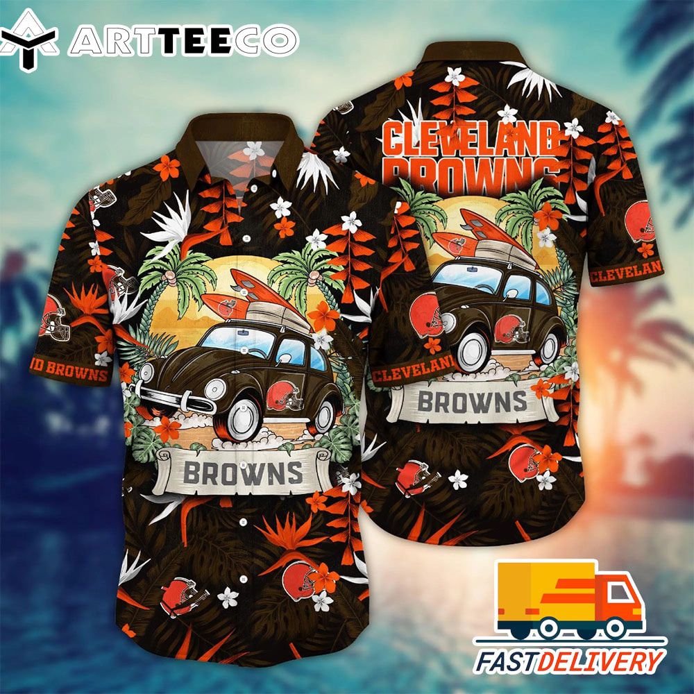 NFL Cleveland Browns Hawaiian Shirt Style Vacation Gift For Fans Football Lover