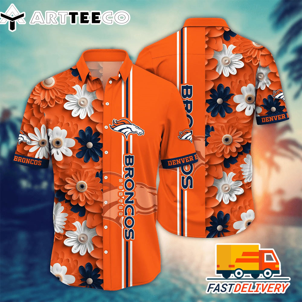 NFL Denver Broncos Hawaiian Shirt Style Big Flower Gift For Fans Football Lover