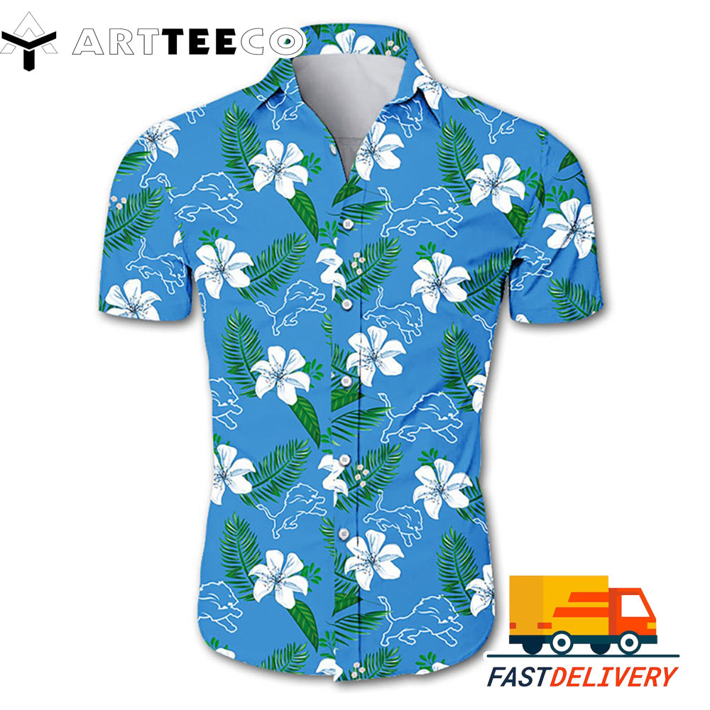 NFL Detroit Lions Hawaiian Shirt Flower Gift For Fans Football Lover