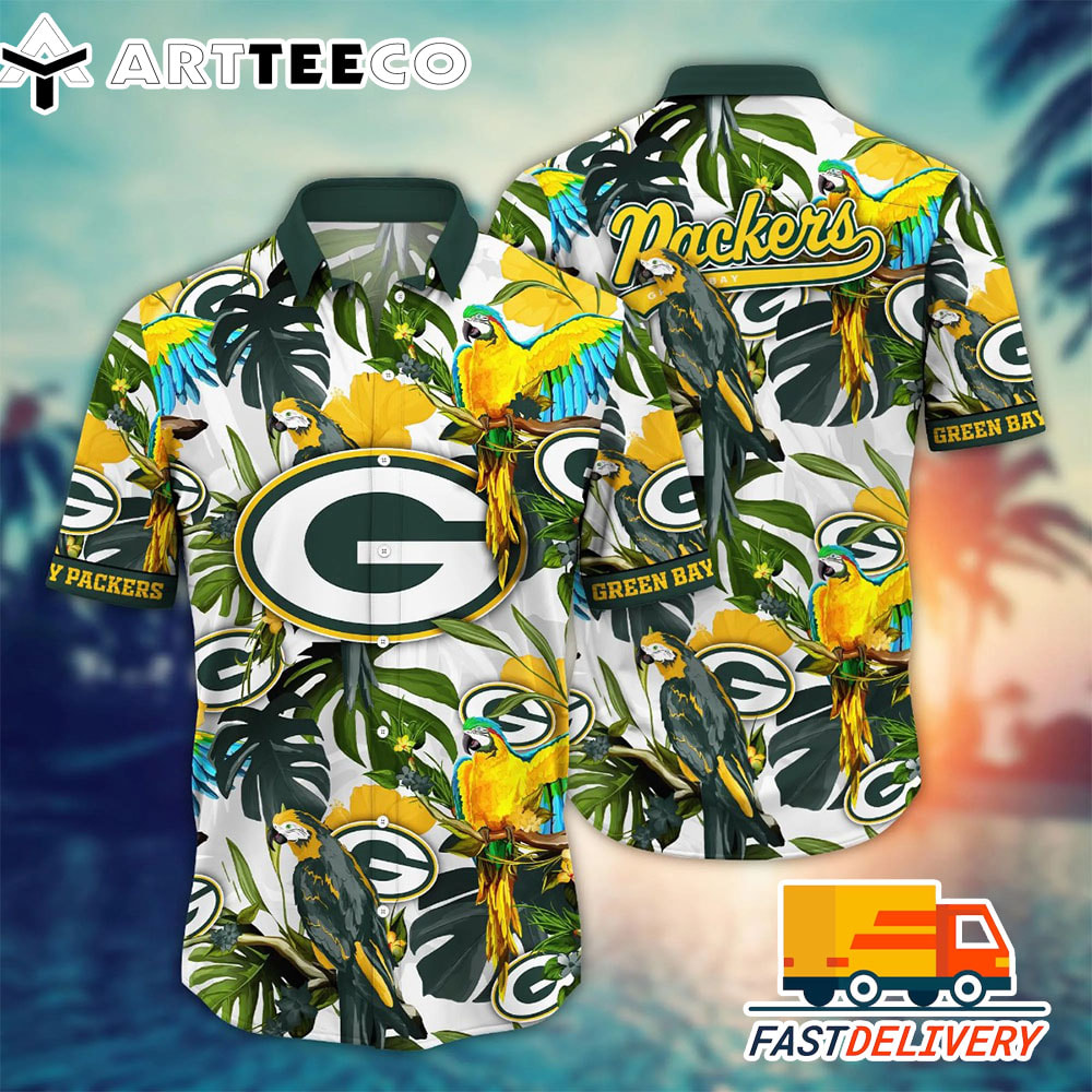 NFL Green Bay Packers Hawaiian Shirt Bird Tropical Gift For Fans Football Lover