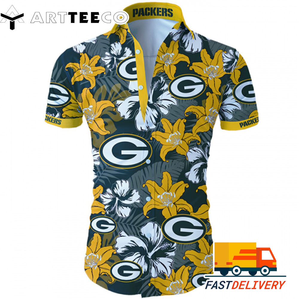 NFL Green Bay Packers Hawaiian Shirt Tropical Flower For Fans1