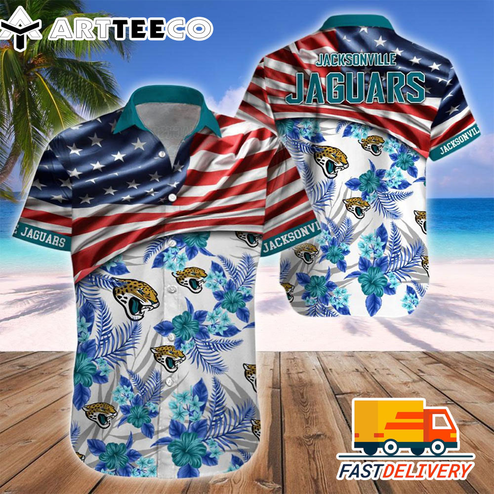 NFL Jacksonville Jaguars Hawaiian Shirt Flag Us Style Gift For Fans Football Lover