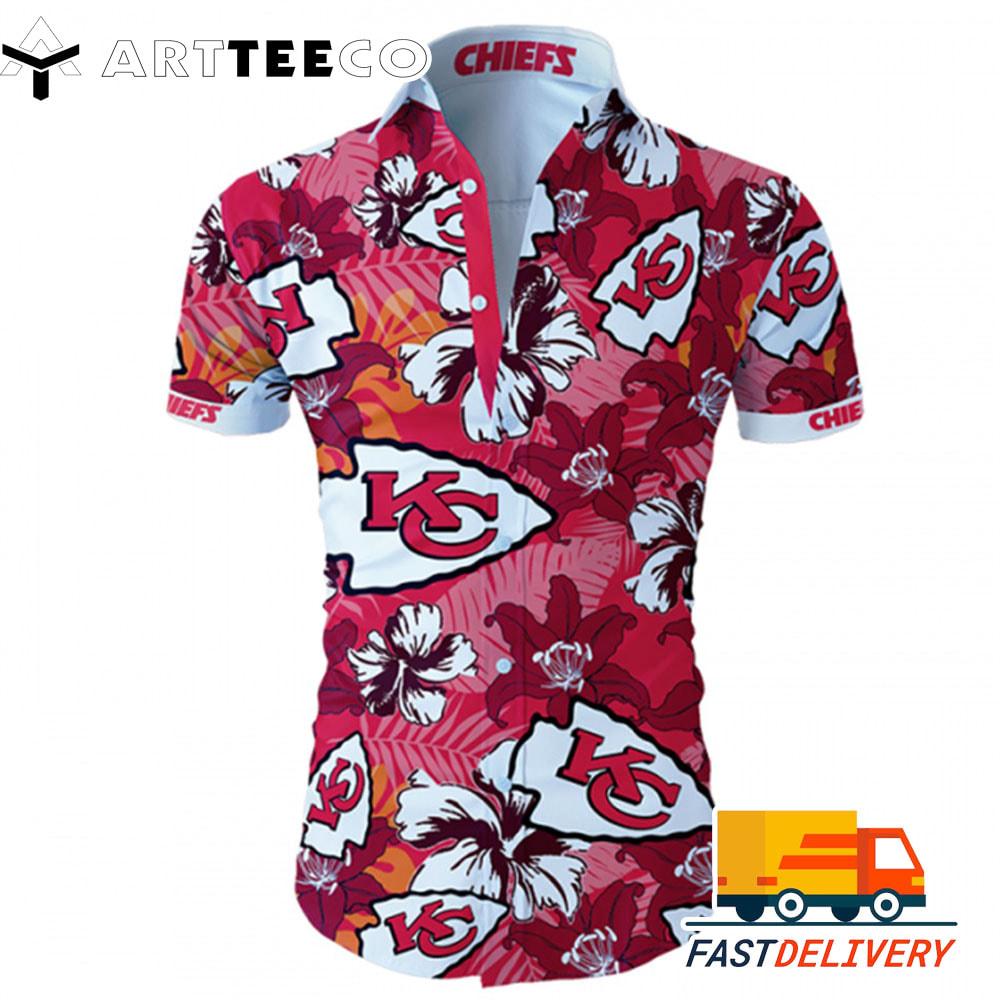 NFL Kansas City Chiefs Hawaiian Shirt Tropical Flower For Fans1