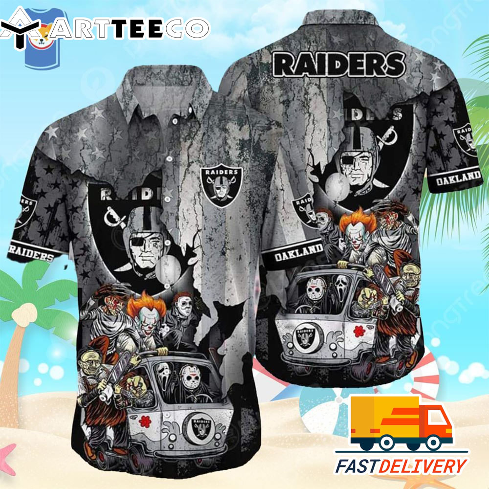 NFL Las Vegas Raiders Hawaiian Shirt Halloween Characters Gift For Fans Football Lover