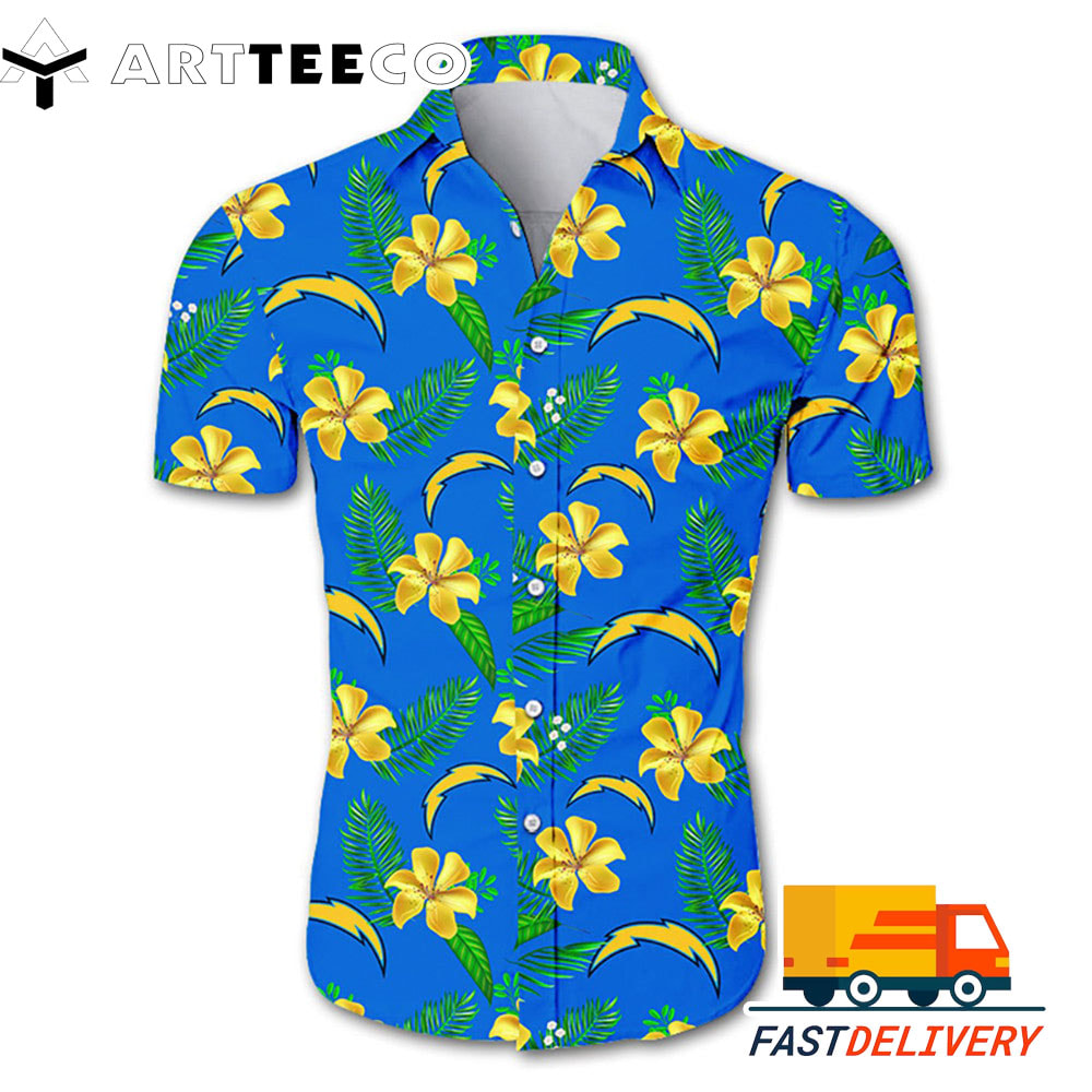 NFL Los Angeles Chargers Hawaiian Shirt Flower Gift For Fans Football Lover