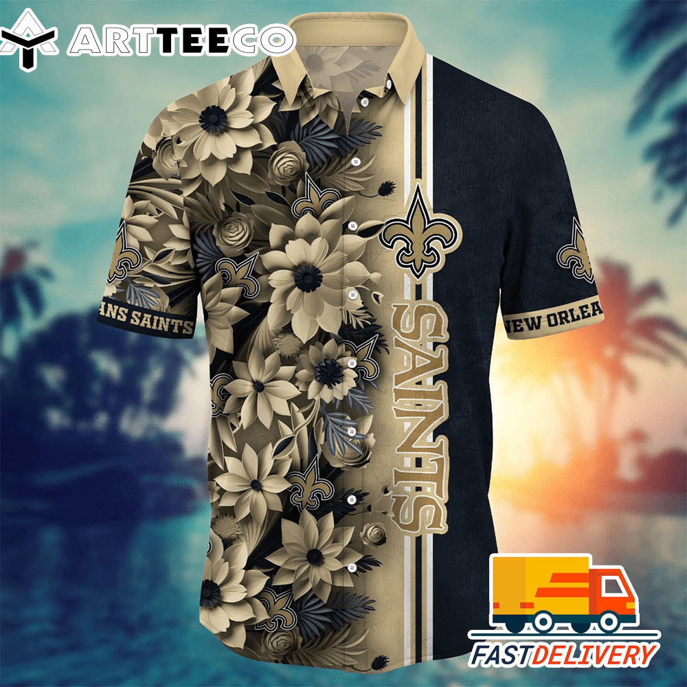 NFL New Orleans Saints Hawaiian Shirt Graphic Big Flower Gift For Fans Football Lover