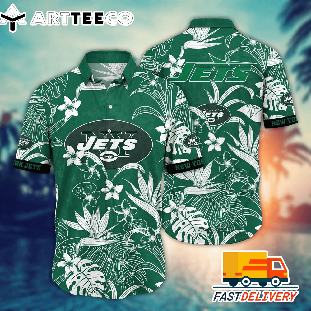 NFL New York Jets Hawaiian Shirt Tropical Flower Gift For Fans Football Lover