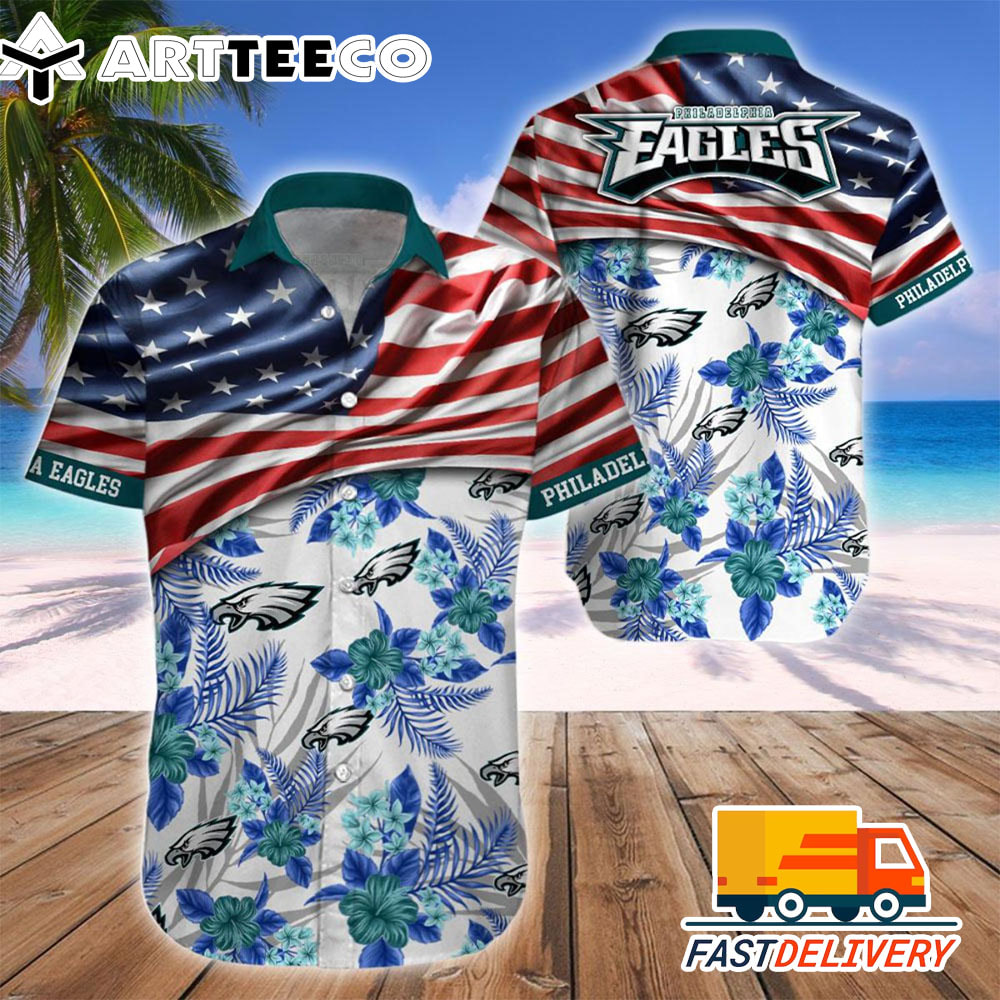 NFL Philadelphia Eagles Hawaiian Shirt Flag Us Style Gift For Fans Football Lover