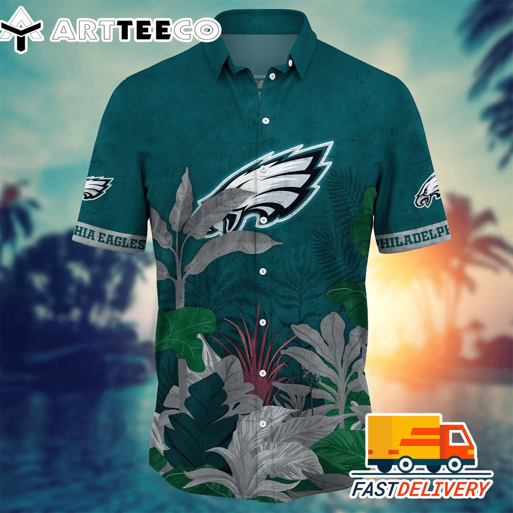 NFL Philadelphia Eagles Hawaiian Shirt Tropical Tree Gift For Fans Football Lover