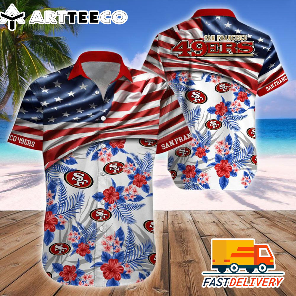 NFL San Francisco 49ers Hawaiian Shirt Flag Us Style Gift For Fans Football Lover