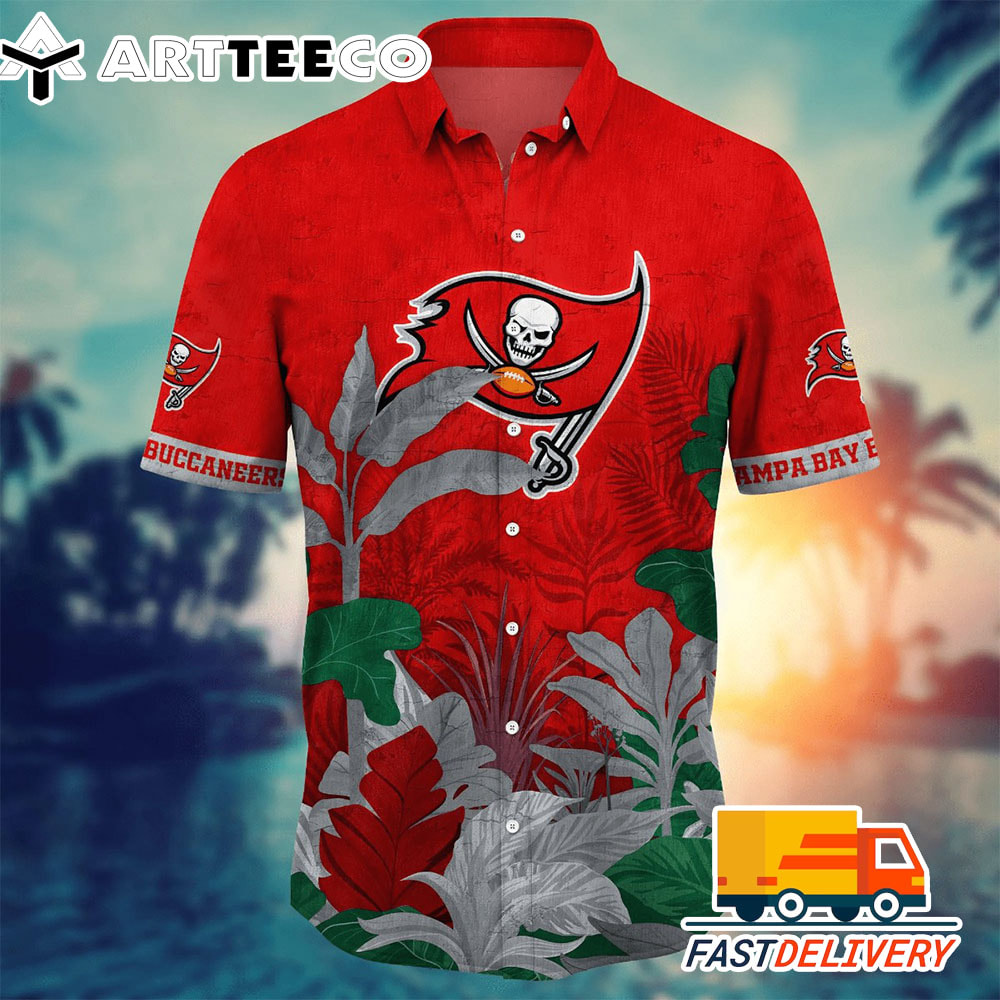 NFL Tampa Bay Buccaneers Hawaiian Shirt Tropical Tree Gift For Fans Football Lover