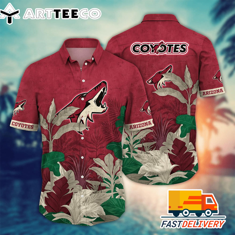 NHL Arizona Coyotes Hawaiian Shirt Tropical Tree Gift For Fans Football Lover