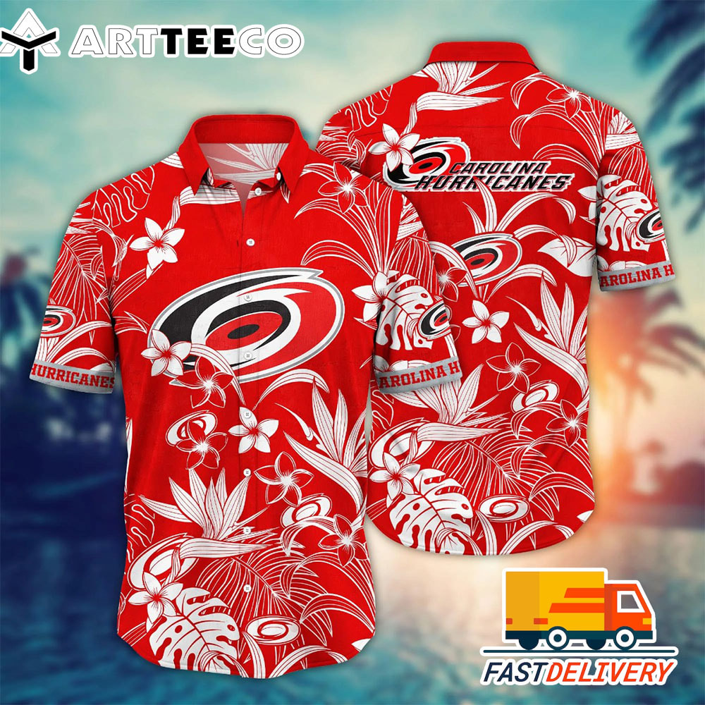 NHL Carolina Hurricanes Hawaiian Shirt Tropical Flower Gift For Fans Football Lover