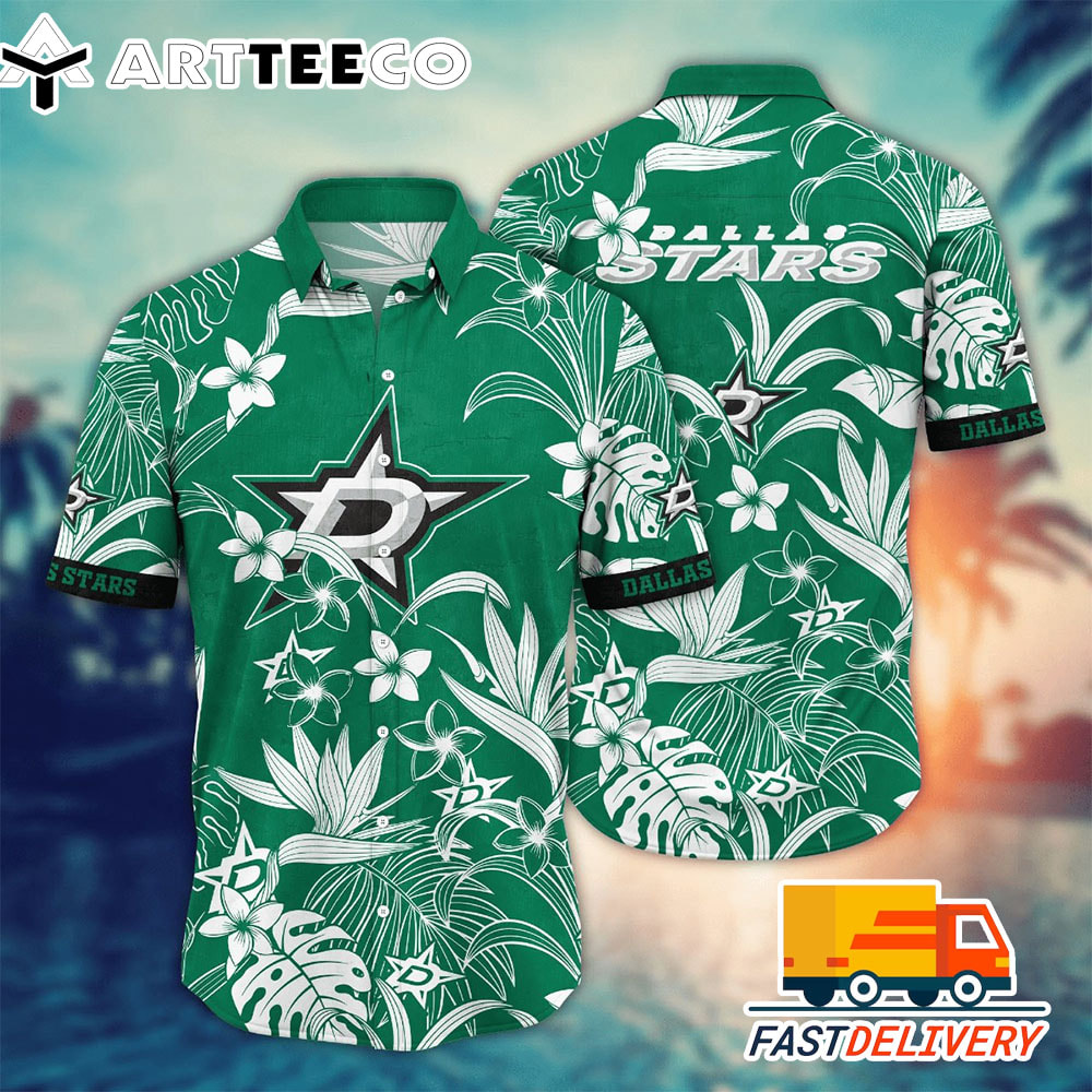 NHL Dallas Stars Hawaiian Shirt Tropical Flower Gift For Fans Football Lover