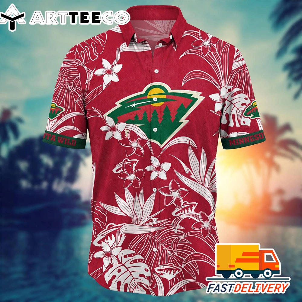 NHL Minnesota Wild Hawaiian Shirt Tropical Flower Gift For Fans Football Lover