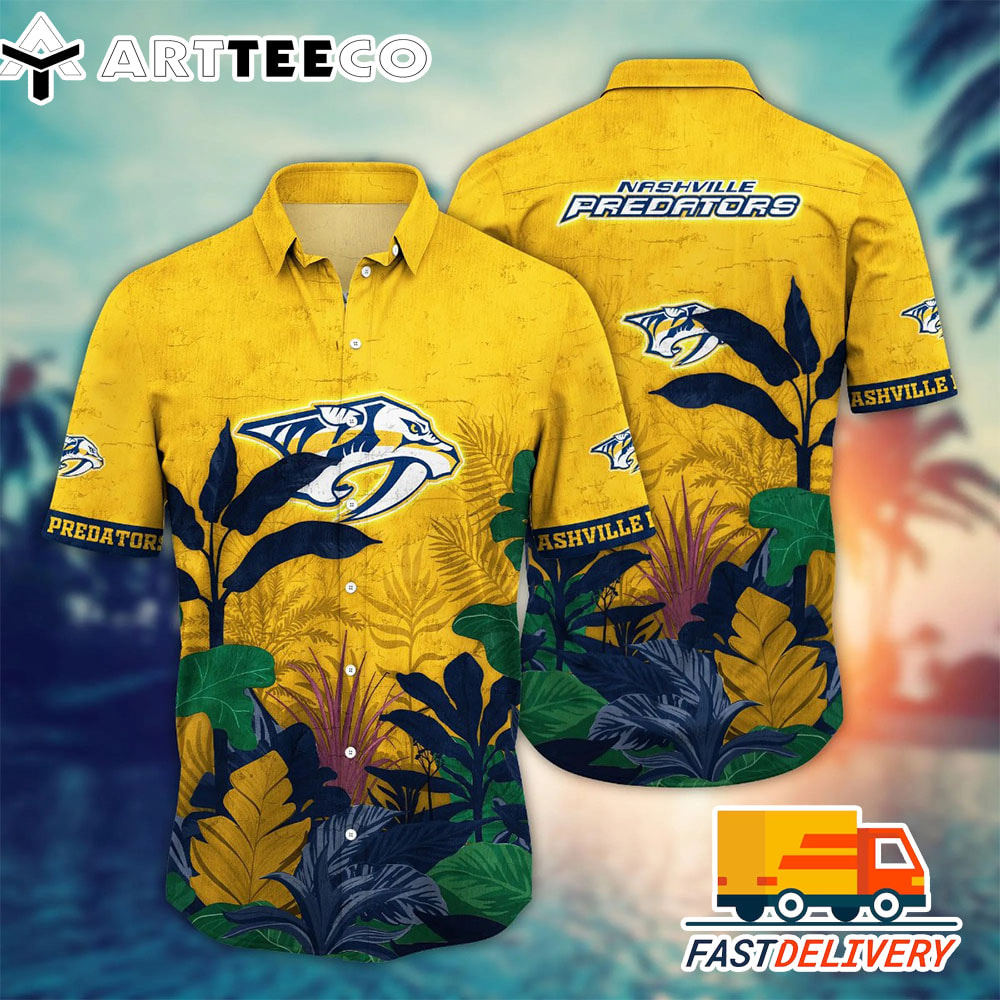 NHL Nashville Predators Hawaiian Shirt Tropical Tree Gift For Fans Football Lover