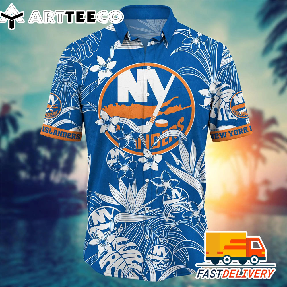 NHL New York Islanders Hawaiian Shirt Tropical Flower Gift For Fans Football Lover