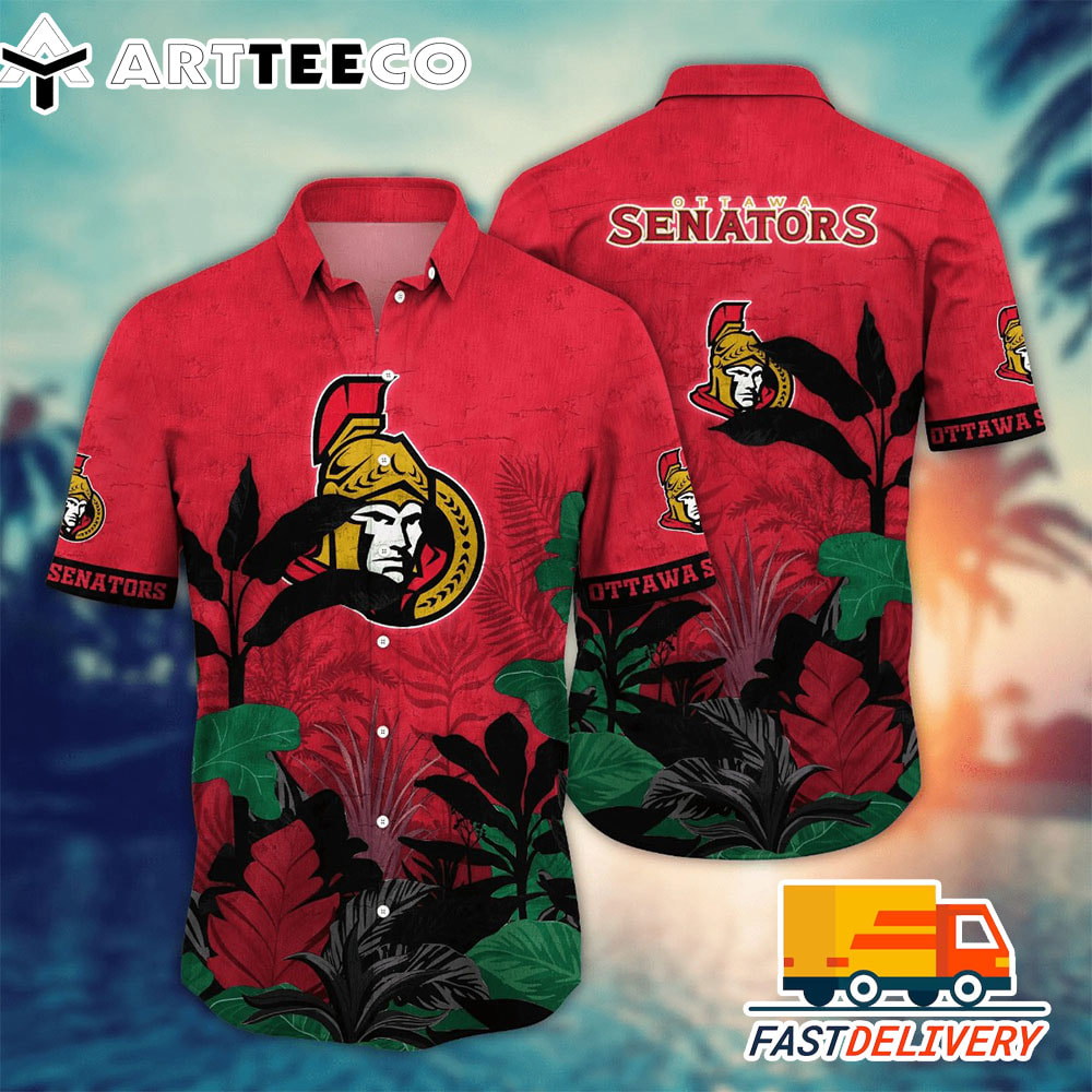 NHL Ottawa Senators Hawaiian Shirt Tropical Tree Gift For Fans Football Lover