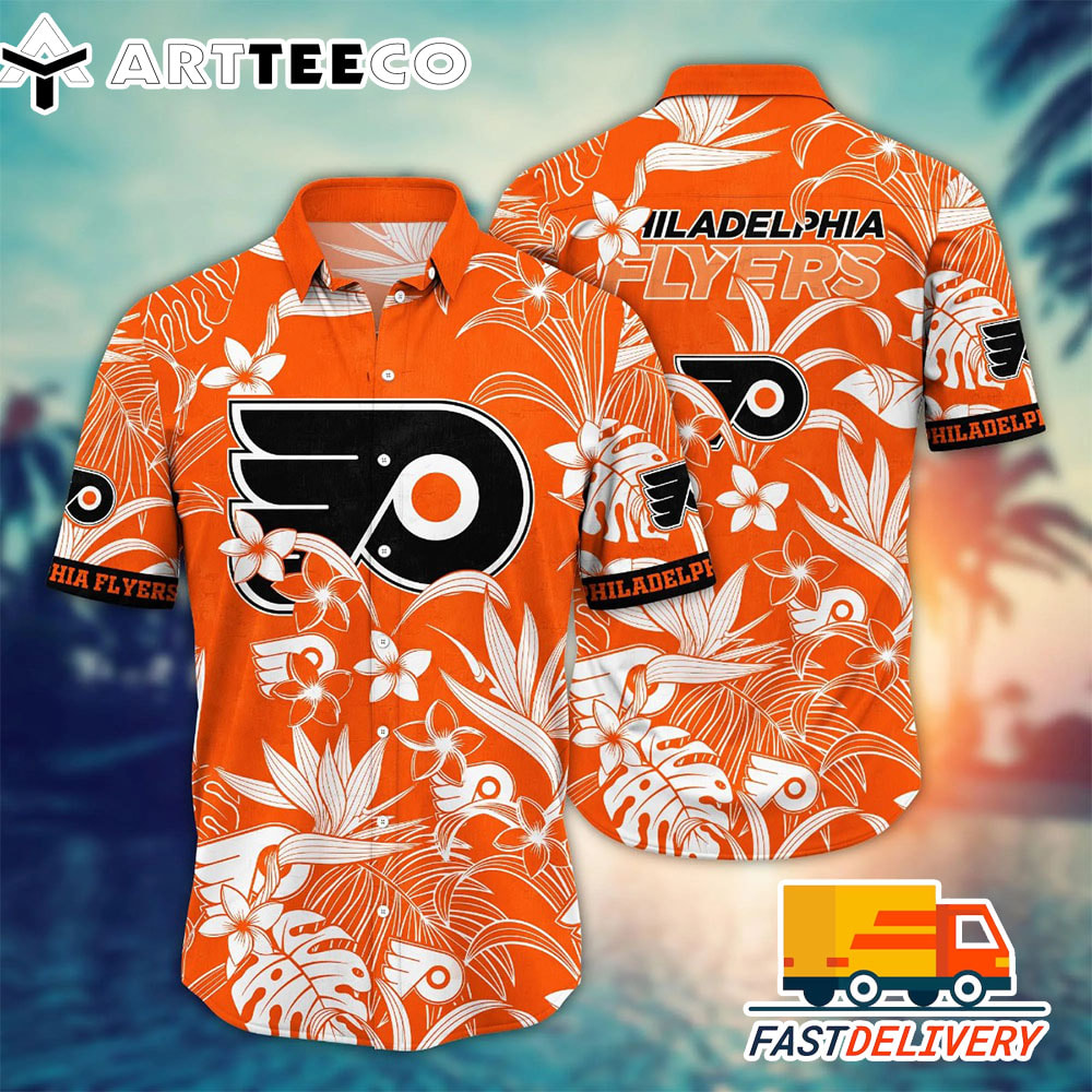 NHL Philadelphia Flyers Hawaiian Shirt Tropical Flower Gift For Fans Football Lover