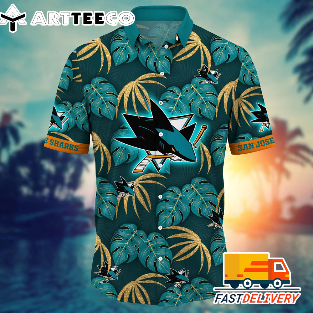 NHL San Jose Sharks Hawaiian Shirt Leaf Gift For Fans Football Lover