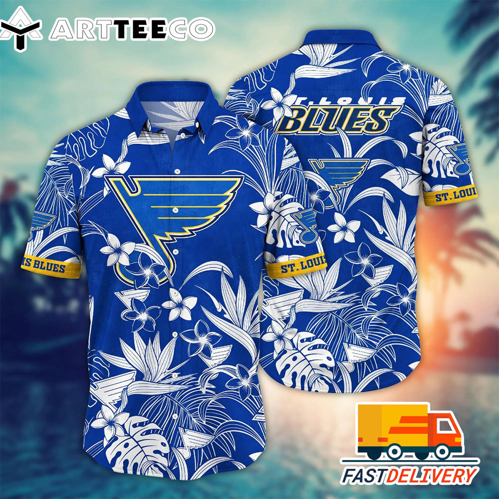 NHL St Louis Blues Hawaiian Shirt Tropical Tree Gift For Fans Football Lover