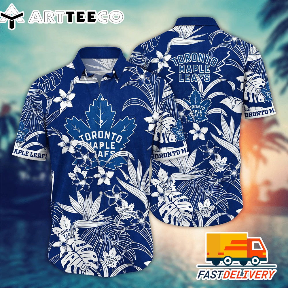 NHL Toronto Maple Leaf Hawaiian Shirt Tropical Flower Gift For Fans Football Lover