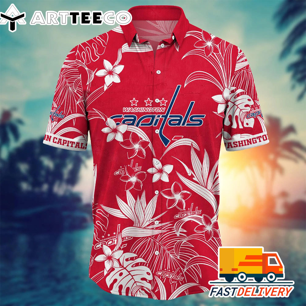 NHL Washington Capitals Hawaiian Shirt Tropical Flower Gift For Fans Football Lover