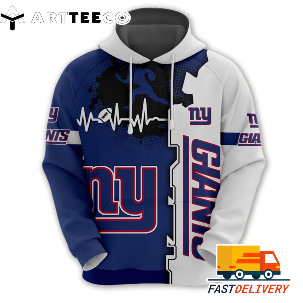 New York Giants Heartbeat Graphic 3D Shirt Unique gifts For Fans All Over Print