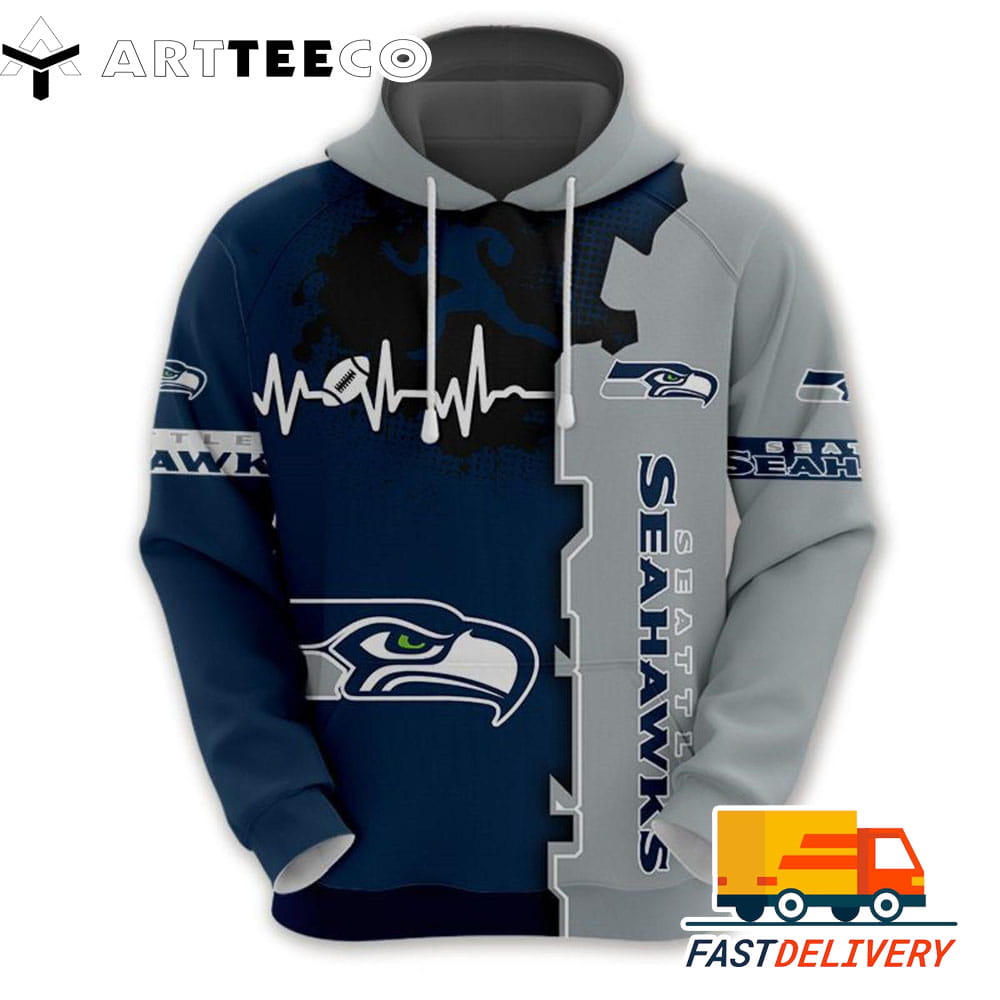 Seattle Seahawks Heartbeat Graphic 3D Shirt Unique gifts For Fans All Over Print